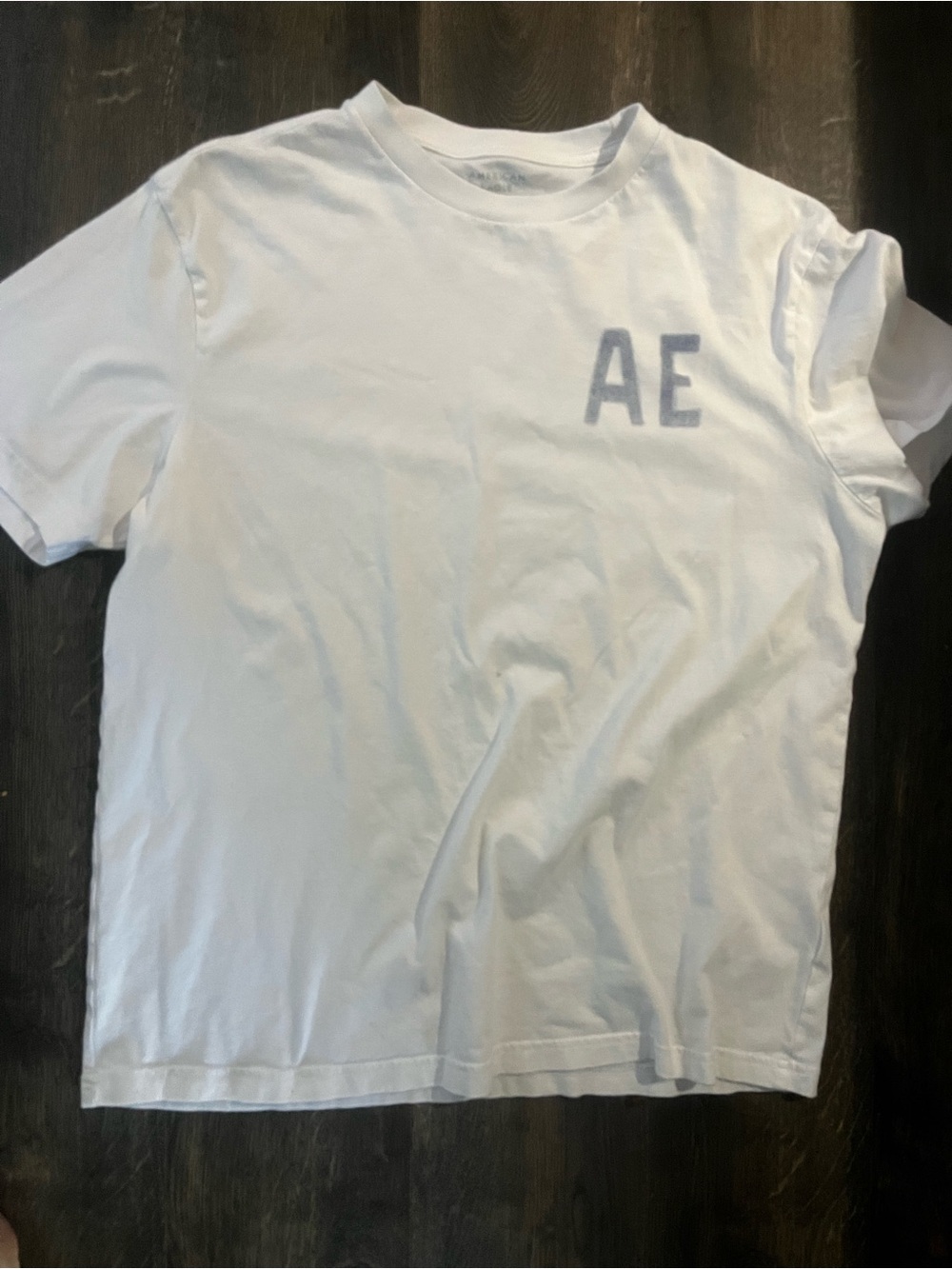 American Eagle Outfitters White Short Sleeve Tee with Gray AE Chest Logo